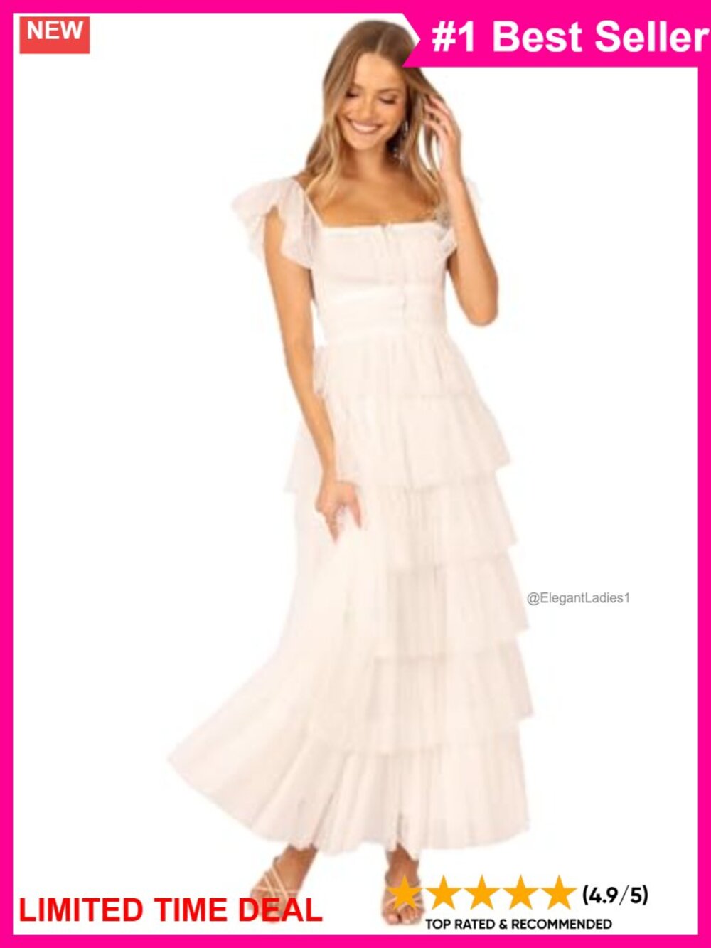 Petal & Pup Belle Maxi Dress Square Neck Ruffle Tulle Formal